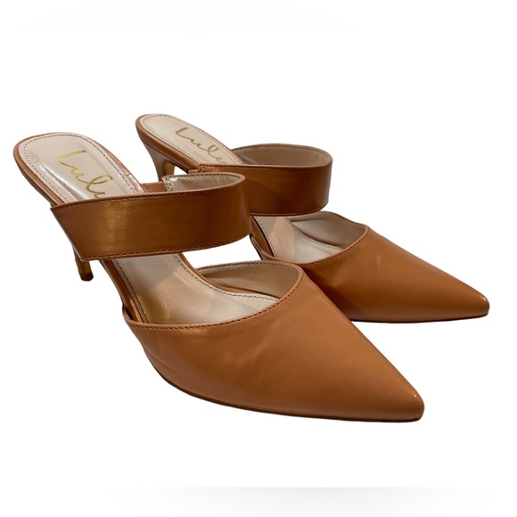 LULU'S Faire Tan High Heeled Mules Shoes Pointed Toe - Size 7 - Picture 3 of 12